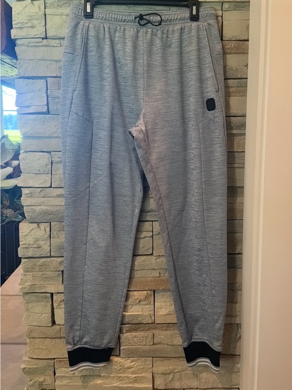 And1 Gray Men's Medium Jogger Sweatpants with Black Trim Fleece Lined Pockets